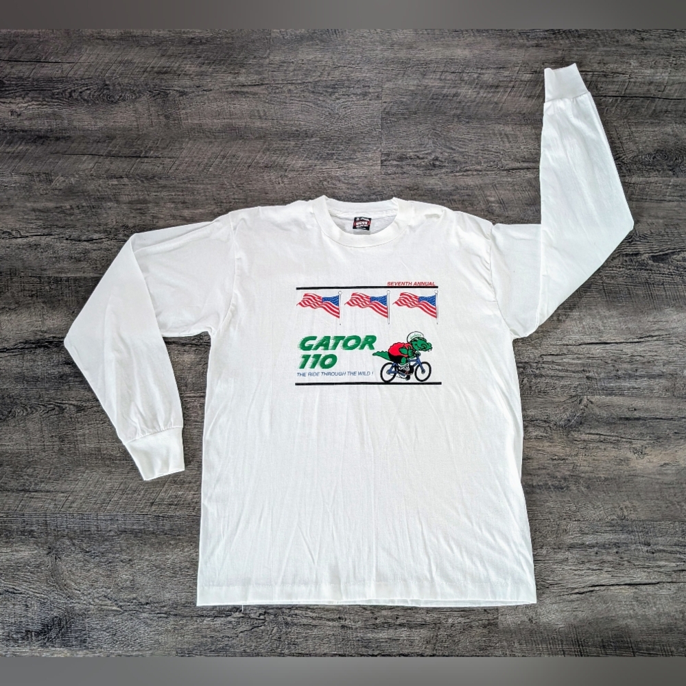 Vintage Gator 110 Bicycle Race Florida Gators Long Sleeve Single Stitch Shirt XL